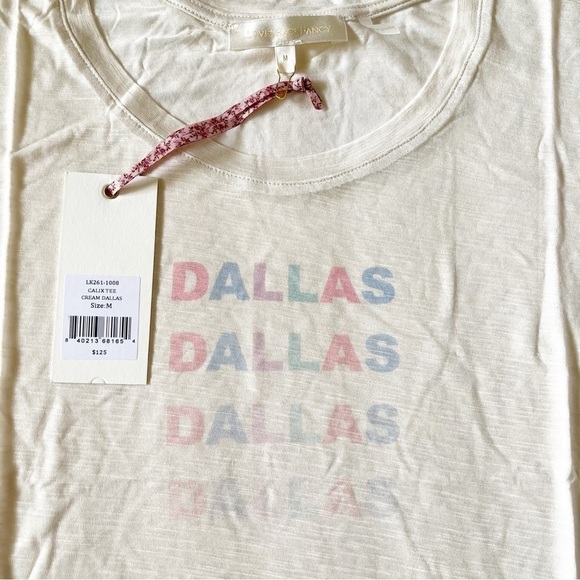 LoveShackFancy relaxed fit Calix tee in cream with multicolor “Dallas” print - Picture 3 of 7